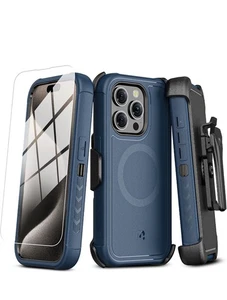 Funda M MyBat Pro Maverick Series Azul iPhone 15 Pro MAX Clip Cinturón Funda Azul - Imagen 1 de 4