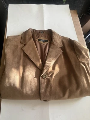 Blazer Jones New York Hombres 40R Cuero Marrón Camel Gamuza Abrigo de Ciudad Chaqueta Exterior Foto 1 de 4