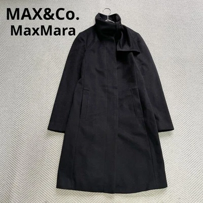 Max Mara MAX&Co wool angora bowtie long Coat Jacket Blouson Women Size 36 Black - Image 1 of 4