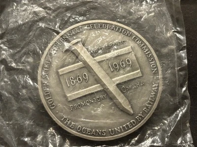 GOLDEN SPIKE CENTINNIAL CELEBRATION SILVER .925 5 OZ 150 GRMS UNOPENED UNC K20 - Image 1 of 2