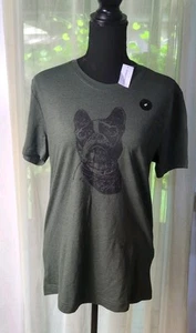 NEW Banana Republic Graphic Logo French Bulldog Green T-Shirt Women's S, NWT - Picture 1 of 5