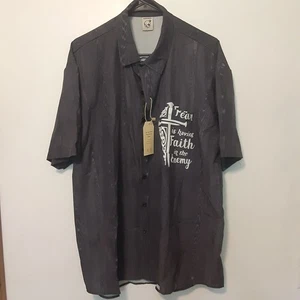Hardaddy Adult Mens L Gray Short Sleeve Hawaiian Bowling Button Down Shirt - Picture 1 of 9