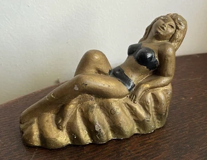 Vintage Pinup Chalkware Woman Bikini 1940s Ceramic Carnival Prize Lady - Picture 1 of 24