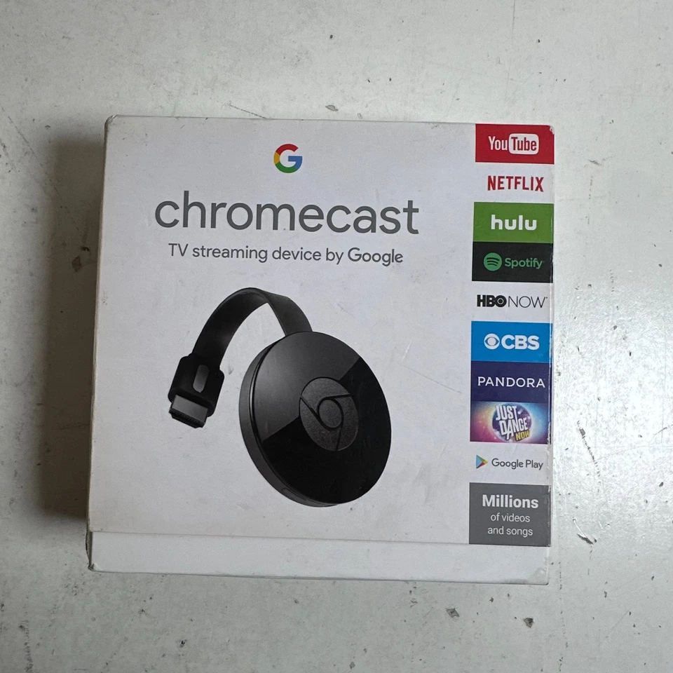 Google Chromecast NC2-6A5 Black 2nd Generation 1080p TV Streaming Media Player - Image 1 of 4