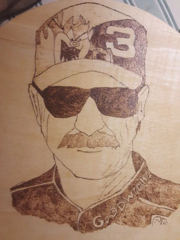 Dale Earnhardt one of a kind handmade woodburning Cover