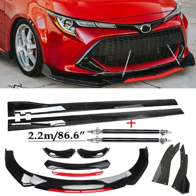Front Bumper Lip Splitter Spoiler Side Skirt Glossy Black For Toyota Corolla X Foto 1 de 4