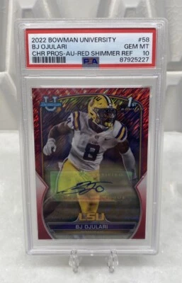 2022 Bowman University Chrome Red Shimmer 5/5 BJ Ojulari PSA 10 - Image 1 of 2