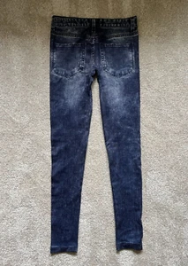 Womens Leggings Size S Dark Blue Distressed Printing Low Rise - Picture 1 of 9