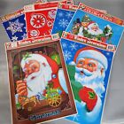 Vintage Color Clings Christmas Window Decorations Display Santa Re-use 90s