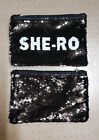 SHE-RO Rainbow Metallic and Silver Reversible Sequins Zipper Pouch
