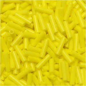 Miyuki Bugle Perlen Größe #2, 6 mm x 1,7 mm 17 Gramm Röhre Opak Gelb - Bild 1 von 4