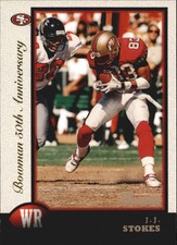 1998 Bowman Golden Anniversary 49ers Football Card #56 J.J. Stokes /50