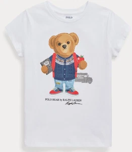 Polo Ralph Lauren Polo Bear white Cotton Tee Shirt Sz L 12-14 youth girls NWT - Picture 1 of 3