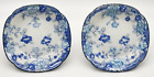 Japanese Trinket Dishes x 2 12cm Blue & White Circular Scalloped Edge Floral