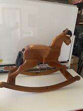 Vintage 1970s Large Rocking Horse Hand Made Solid Wood
