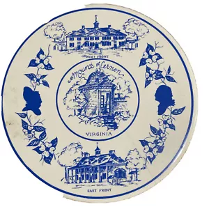 Remache de arte de cerámica Mount Vernon Virginia recuerdo azul blanco parte posterior de corcho 6 pulgadas - Imagen 1 de 6