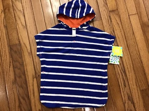 New Little Me Unisex HOODY Cover-Up White/blue Stripes, Size 18 Months UPF 50 - Picture 1 of 8