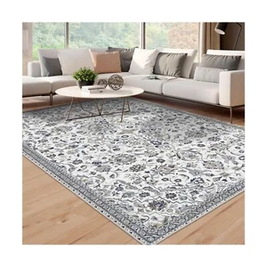 Area Rug Vintage Floral Medallion Rug Traditional Distressed Accent Rug Non S... - Picture 1 of 9