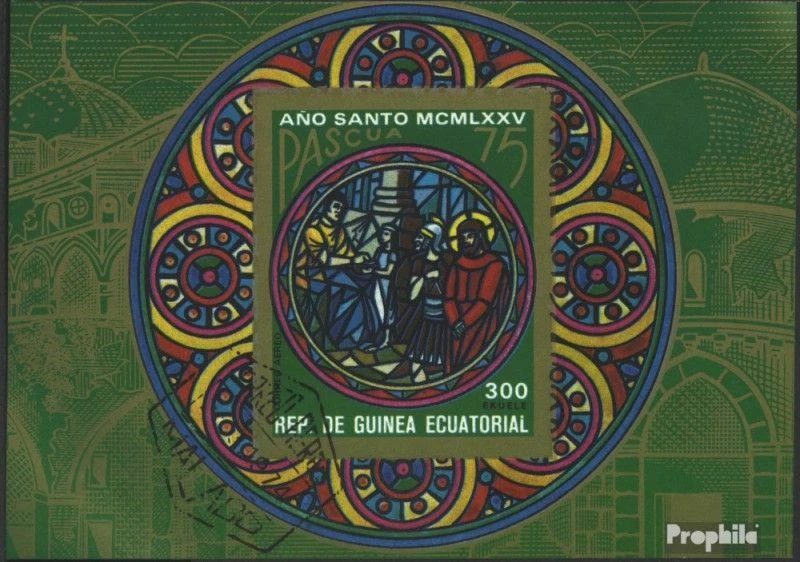 Bloque Guinea Ecuatorial 158 (edición completa) usado 1975 Semana Santa: B Foto 1 de 1