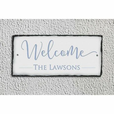 Letrero de bienvenida de pizarra personalizable - Placa de apellido - Hecho a mano y personalizado Foto 1 de 4