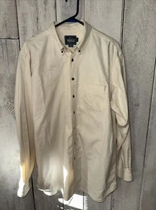 Woolrich Shirt Mens Large Cream Oxford Button down 100% Thick Cotton Warm - Picture 1 of 5