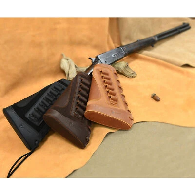 WAYNE' S DOG Leather Gun Rifle Cheek Rest Shell Holder Shotgun Recoil Pad for .308.22LR .357