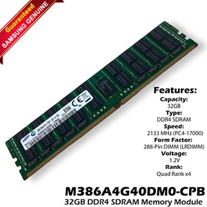 Samsung M386A4G40DM0-CPB0Q 32GB 4DRx4 PC4-2133P-LD0-10-DC0 ECC Server Memory - Picture 1 of 8