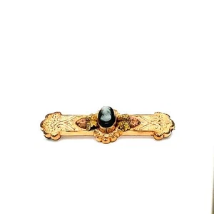 Antique Gold Filled Victorian Etruscan Art Deco Cameo Carve Shell Bar Brooch Pin - Picture 1 of 9
