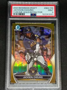 Bowman Draft Prospects 2023 #BDC-156 Jackson Chourio PSA 9 refractor de oro/50 - Imagen 1 de 2