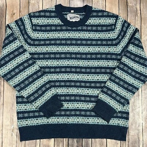 Suéter de Lana Schott Bros Fair Isle Tejido Cuello Redondo Pullover XL Para Hombres Azul - Imagen 1 de 7