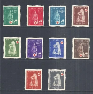 KROATIEN SCOTT B42 - B51 MH SET - 1943 HALBPOSTAUSGABE - ROTES KREUZ - Bild 1 von 2