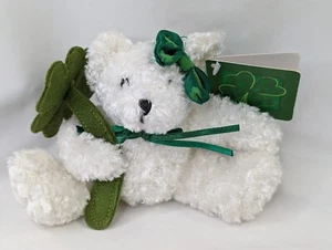 Dan Dee White Bear Shamrock Plush 4 Inch Stuffed Animal Toy - Picture 1 of 8