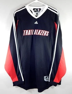 Portland Trail Blazers Adidas Climalite LS Warm Up Shirt 2XL Black Red New - Picture 1 of 2