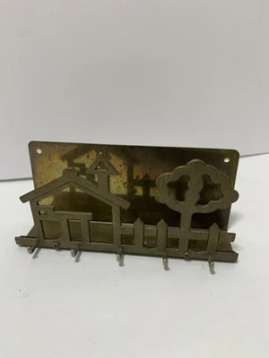 Латунный держатель для ключей дом с почтовым слотом винтажный 5 ключей деревенская кухня коттедж  - Изображение 1 из 4