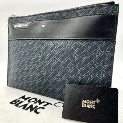 Bolso clutch Montblanc de cuero azul marino 18 cm x 26,5 cm casi como nuevo sin usar Foto 1 de 4