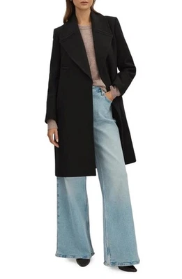 $625 - REISS Katia Wool Blend Felt Coat in Black Size 12 - Image 1 of 4