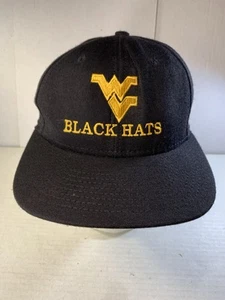Vintage West Virginia Mountaineers Black Hats Truckers Snap Back Hat Cap - Picture 1 of 8