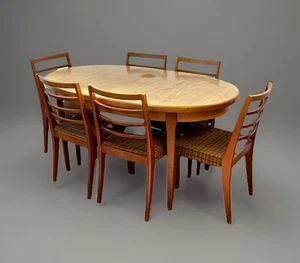 Oval Teak butterfly leaf Extending Dining Table Mid Century Modern DELIVERY* - Picture 1 of 14