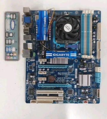 GIGABYTE GA-890GPA-UD3H HT3.0 AM3 DDR3 Motherboard With AMD Athlon II X4 640 - Image 1 of 4