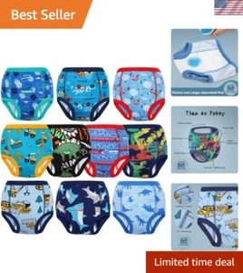 Absorbent Toddler Training Underwear 10 Pack - Comfortable Cotton Pee Pants - Picture 1 of 8