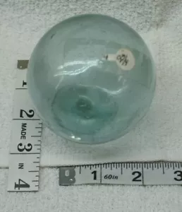 SN382 Authentic Japanese Glass Fishing Float Light Green 3'' Alaska Marked 2 - Picture 1 of 5
