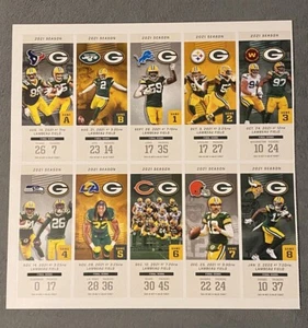 Juego de 10 boletos conmemorativos de temporada 2021 de Green Bay Packers sin cortar NUEVO - Imagen 1 de 3