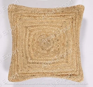 Rectangle Jute Throw Pillow Cover (16 X 24 Inches), Durable Natural Jute - Picture 1 of 3