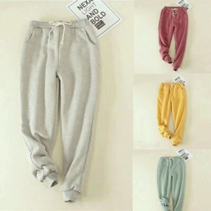 Loosen Sweatpants Casual Warm Lining Harem Fleece Trousers Pants Womens - Picture 1 of 18