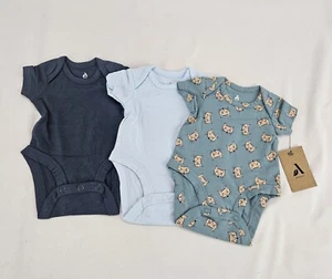 3 pieces boy cotton stretch jersey short sleeve baby jumpsuit PREEMIE - Picture 1 of 11
