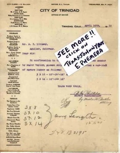 Membrete 1912 TRINIDAD COLORADO B.E. Phillips MAYOR D.L. RASCOWER TAYLOR Jaffa - Imagen 1 de 1