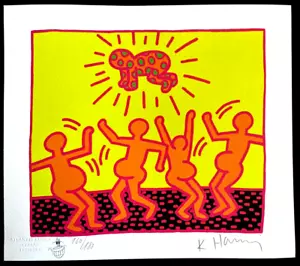 Keith Haring Lithographie Bescheinigt COA Original Sign. Nummeriert 180 Ex - Bild 1 von 9