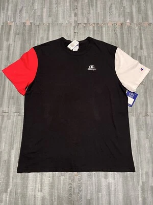 Camiseta Champion Hombre Talla M - Blanco/Rojo/Negro Color Block-100% Algodón Foto 1 de 4