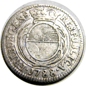 elf Switzerland Canton Freyburg 7 Kreuzers 1788 Silver - Picture 1 of 2