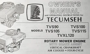 Tecumseh TVS ser 4.5 Gas Engine TVS90 TVS100 TVS105 TVS115 TVXL120 Owners Manual - Picture 1 of 2